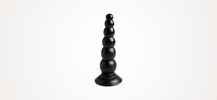 Beaded Black Anal Dildo with Suction Cup Base 6.5 Inch
