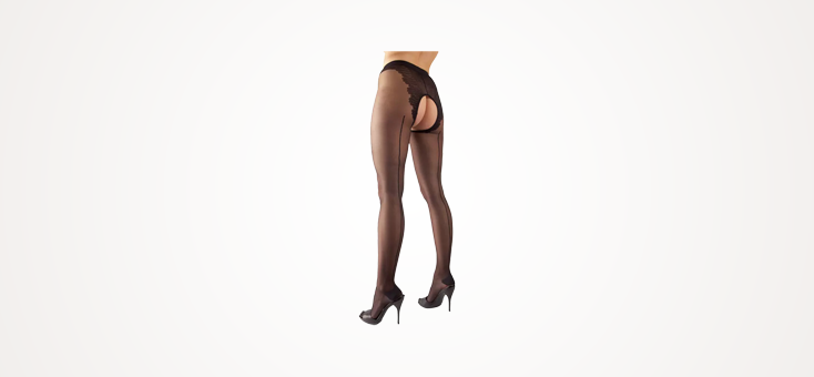 Cottelli Crotchless Pantyhose with Back Seam