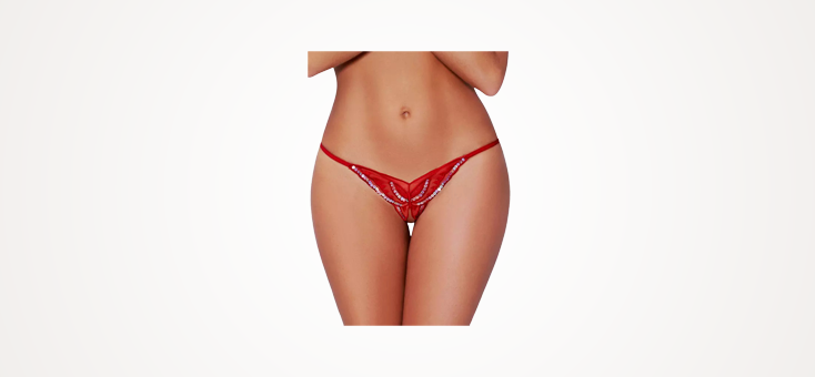Seven ’til Midnight Plus Size Red Sequin Crotchless Butterfly Thong