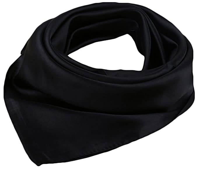 X&F Women’s Solid Stain Charmeuse Neckerchief Square Scarf