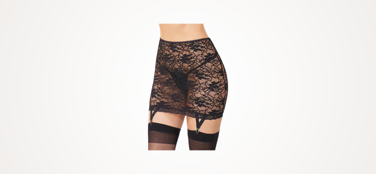 Coquette Stretch Lace Skirt With Garters