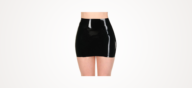 EXLATEX Women’s Latex Rubber Spanking Open Mini Skirt Outfit