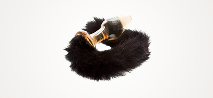 Glass Butt Plug with Faux Fur Tail