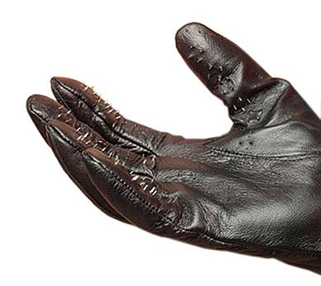 Leather Vampire Gloves With Prickly Metal Points