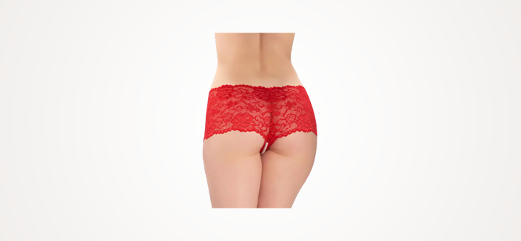 Lovehoney Red Crotchless Pearl Shorts