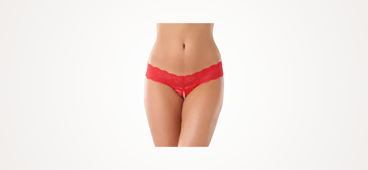 Lovehoney Red Crotchless Pearl Thong