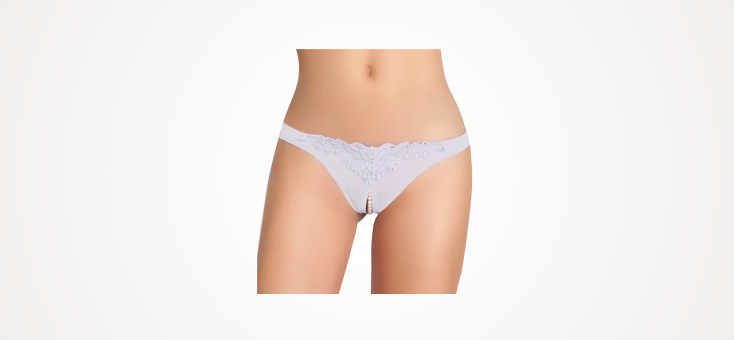 Oh La La Cherie One Size Fits Most Paradise Crotchless Pearl White Thong