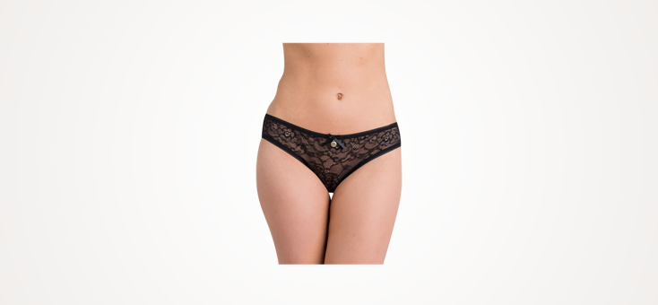 Escante Bow Back Sheer Lace Crotchless Panties