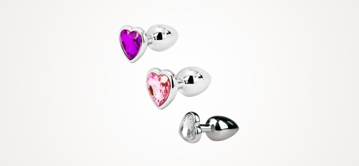 Iconic Brands The Silver Starter Bejeweled Heart Plug