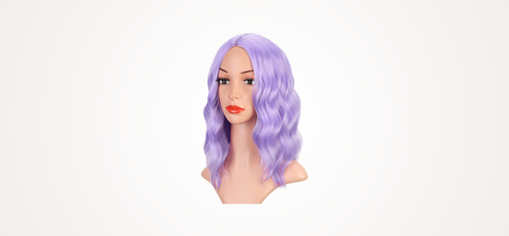 Earfodo Lavender Purple Wig Short Curly Wavy Bob Wig Shoulder Length Colorful Light Purple Wigs for Women