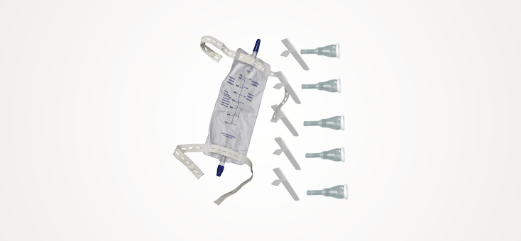 Complete Kit Urinary 5 Days 5 Condom Catheters External Self-Sea + Leg Bag 750ml + Straps